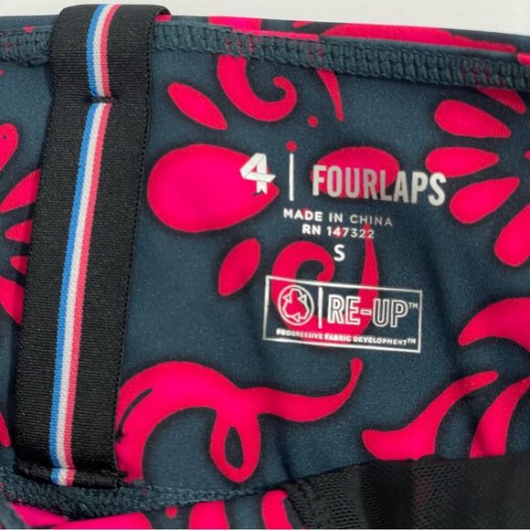 NWT Fourlaps Plyo Leggings Size SMALL in Festival Fuchsia Deep Teal Wallpaper - Picture 5 of 6